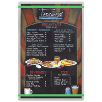 Menu Solutions ALSIN17-RB Alumitique 11" x 17" Customizable Brushed Aluminum Menu Board with Green Bands