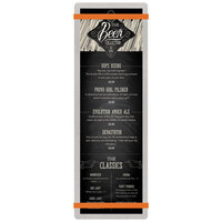 Menu Solutions ALSIN44-RB Alumitique 4 1/4" x 14" Customizable Brushed Aluminum Menu Board with Orange Bands