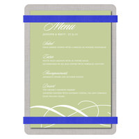 Menu Solutions ALSIN46-RB Alumitique 4" x 6" Customizable Brushed Aluminum Menu Board with Royal Blue Bands