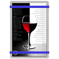 Menu Solutions ALSIN58-RB Alumitique 5 1/2" x 8 1/2" Customizable Brushed Aluminum Menu Board with Royal Blue Bands