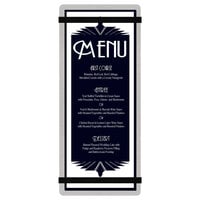 Menu Solutions ALSIN41-RB Alumitique 4 1/4" x 11" Customizable Brushed Aluminum Menu Board with Black Bands