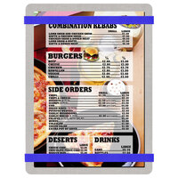 Menu Solutions ALSIN57-RB Alumitique 5" x 7" Customizable Brushed Aluminum Menu Board with Royal Blue Bands