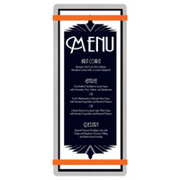 Menu Solutions ALSIN41-RB Alumitique 4 1/4" x 11" Customizable Brushed Aluminum Menu Board with Orange Bands