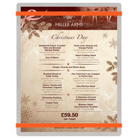 Menu Solutions ALSIN811-RB Alumitique 8 1/2" x 11" Customizable Brushed Aluminum Menu Board with Orange Bands