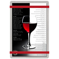 Menu Solutions ALSIN58-RB Alumitique 5 1/2" x 8 1/2" Customizable Brushed Aluminum Menu Board with Red Bands