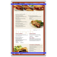 Menu Solutions ALSIN814-RB Alumitique 8 1/2" x 14" Customizable Brushed Aluminum Menu Board with Royal Blue Bands