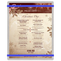 Menu Solutions ALSIN811-RB Alumitique 8 1/2" x 11" Customizable Brushed Aluminum Menu Board with Royal Blue Bands