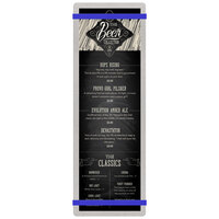 Menu Solutions ALSIN44-RB Alumitique 4 1/4" x 14" Customizable Brushed Aluminum Menu Board with Royal Blue Bands