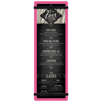 Menu Solutions ACRB-BD Pink 4 1/4" x 14" Customizable Acrylic Menu Board with Rubber Band Straps