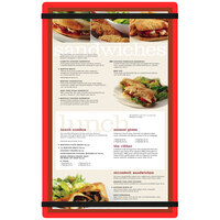 Menu Solutions ACRB-D Red 8 1/2" x 14" Customizable Acrylic Menu Board with Rubber Band Straps