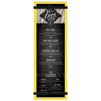 Menu Solutions ACRB-BD Yellow 4 1/4" x 14" Customizable Acrylic Menu Board with Rubber Band Straps