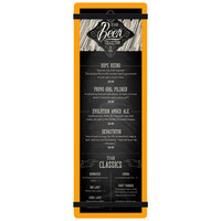 Menu Solutions ACRB-BD Orange 4 1/4" x 14" Customizable Acrylic Menu Board with Rubber Band Straps