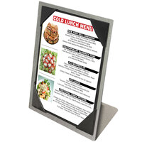 Menu Solutions MTPIX-58 Alumitique Aluminum Menu Tent with Picture Corners - Brushed Finish - 5 1/2" x 8 1/2"