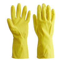 Cordova Latex Rubber Yellow 12" 17 Mil Gloves with Flock Lining - Large - Pair - 12/Pack