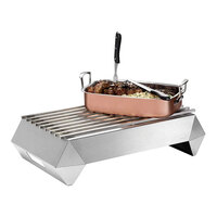 Rosseto SK045 Multi-Chef Diamond 26" x 15 3/4" x 7 1/2" Stainless Steel Chafer Alternative Warmer with Grill-Top