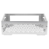 Rosseto SM259 Multi-Chef Iris 21 1/2" x 13 1/2" x 7 1/4" Stamped Brushed Stainless Steel Chafer Alternative Warmer Base