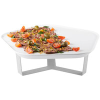 Rosseto SM269 Forme White Melamine Polygon Tray with 4" Silver 3-Leg Riser