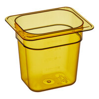 Cambro 86HP150 H-Pan™ 1/8 Size Amber High Heat Plastic Food Pan - 6" Deep