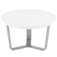 Rosseto SM279 Forme White Melamine Round Tray with 7" Silver 3-Leg Riser