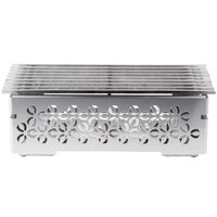 Rosseto SK043 Multi-Chef Iris 21 1/2" x 13 1/2" x 7 1/4" Stainless Steel Chafer Alternative Warmer with Grill-Top, Burner Stand, and Fuel Holder