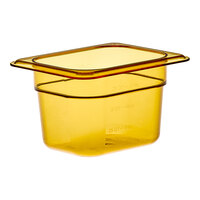 Cambro 84HP150 H-Pan™ 1/8 Size Amber High Heat Plastic Food Pan - 4" Deep