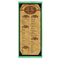 Menu Solutions WDPIX-BA Washed Teal 4 1/4" x 11" Customizable Wood Menu Board with Picture Corners