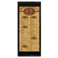Menu Solutions WDSTR-BA Black 4 1/4" x 11" Customizable Wood Menu Board with Top and Bottom Strips