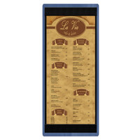 Menu Solutions WDSTR-BA True Blue 4 1/4" x 11" Customizable Wood Menu Board with Top and Bottom Strips
