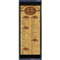 Menu Solutions WDSTR-BD Denim 4 1/4" x 14" Customizable Wood Menu Board with Top and Bottom Strips