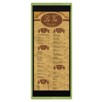 Menu Solutions WDSTR-BA Lime 4 1/4" x 11" Customizable Wood Menu Board with Top and Bottom Strips