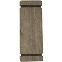 Menu Solutions WDRBB-BA Weathered Walnut 4 1/4" x 11" Customizable Wood Menu Board with Rubber Band Straps