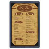 Menu Solutions WDPIX-A Denim 5 1/2" x 8 1/2" Customizable Wood Menu Board with Picture Corners