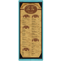 Menu Solutions WDPIX-BD Sky Blue 4 1/4" x 14" Customizable Wood Menu Board with Picture Corners