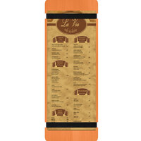 Menu Solutions WDRBB-BD Mandarin 4 1/4" x 14" Customizable Wood Menu Board with Rubber Band Straps