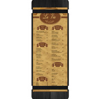 Menu Solutions WDRBB-BD Black 4 1/4" x 14" Customizable Wood Menu Board with Rubber Band Straps