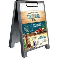 Menu Solutions WDSD-CL-B 5" x 7" Ash Wood Sandwich Menu Board Tent with Clip