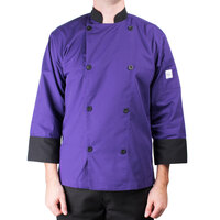 Mercer Culinary Millennia® Unisex Purple Customizable 3/4 Length Sleeve Cook Jacket M60018PUB - 2X