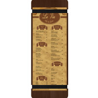 Menu Solutions WDRBB-BD Walnut 4 1/4" x 14" Customizable Wood Menu Board with Rubber Band Straps