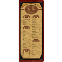 Menu Solutions WDPIX-BD Mahogany 4 1/4" x 14" Customizable Wood Menu Board with Picture Corners