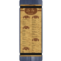 Menu Solutions WDRBB-BD Denim 4 1/4" x 14" Customizable Wood Menu Board with Rubber Band Straps