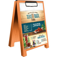 Menu Solutions WDSD-CL-B 5" x 7" Mandarin Wood Sandwich Menu Board Tent with Clip