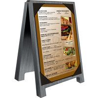 Menu Solutions WDSD-PIX-B 5" x 7" Ash Wood Sandwich Menu Board Tent with Picture Corners