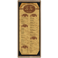 Menu Solutions WDPIX-BD Weathered Walnut 4 1/4" x 14" Customizable Wood Menu Board with Picture Corners