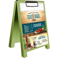 Menu Solutions WDSD-CL-B 5" x 7" Lime Wood Sandwich Menu Board Tent with Clip