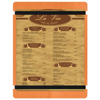 Menu Solutions WDRBB-C Mandarin 8 1/2" x 11" Customizable Wood Menu Board with Rubber Band Straps