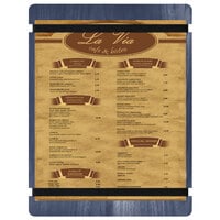 Menu Solutions WDRBB-C Denim 8 1/2" x 11" Customizable Wood Menu Board with Rubber Band Straps