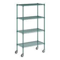 Regency 18" x 36" NSF Green Epoxy 4-Shelf Kit with 64" Posts and Casters