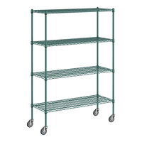 Regency 18" x 48" NSF Green Epoxy 4-Shelf Kit with 64" Posts and Casters