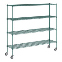 Regency 18" x 72" NSF Green Epoxy 4-Shelf Kit with 64" Posts and Casters