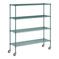 Regency 18" x 60" NSF Green Epoxy 4-Shelf Kit with 64" Posts and Casters